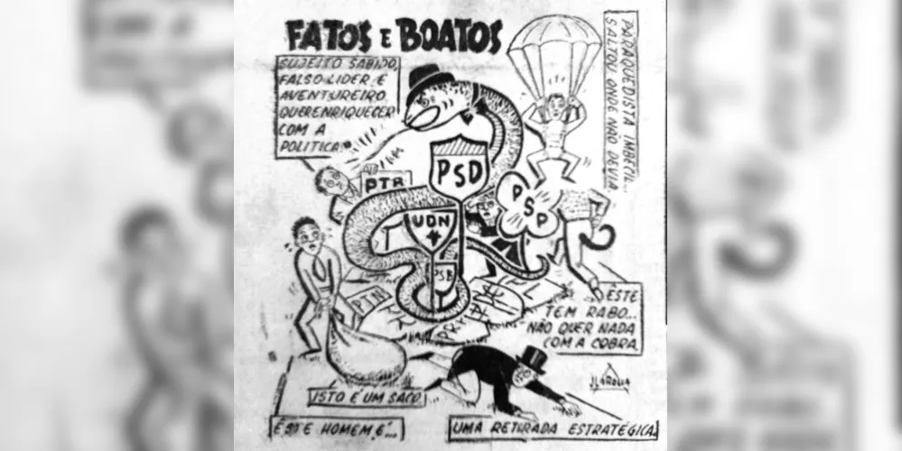 Em 1º de janeiro de 1957, uma charge publicada no JM tratava, de forma bem humorada, do arranjo partidário daquele período