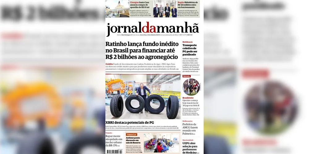 Imagem ilustrativa da imagem Capa da edição desta sexta-feira (04/04/2025), do JM