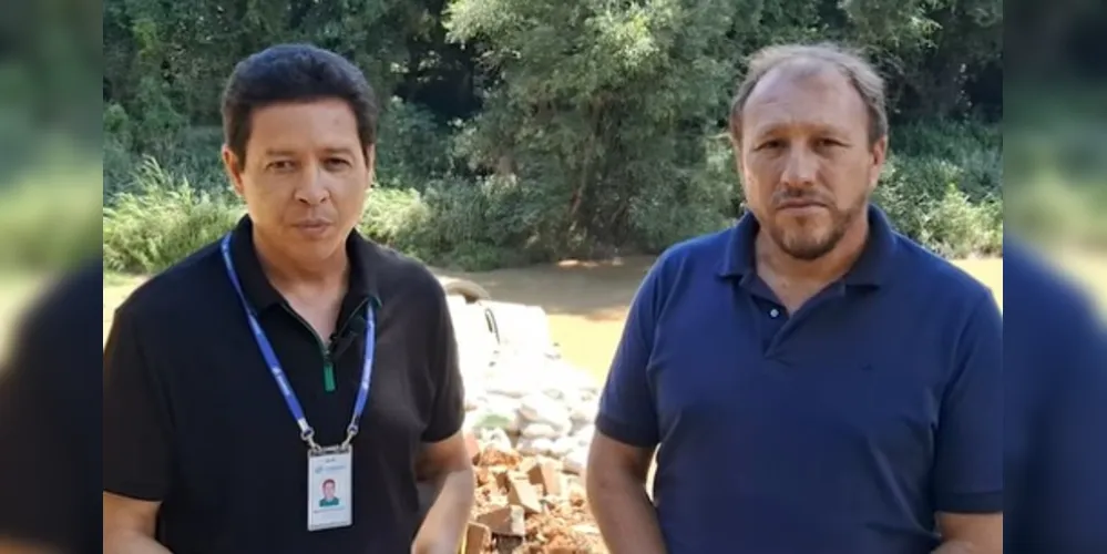 O gerente regional Antônio Marcos Vieira e o prefeito Laercio Cipriano estiveram no local das obras.