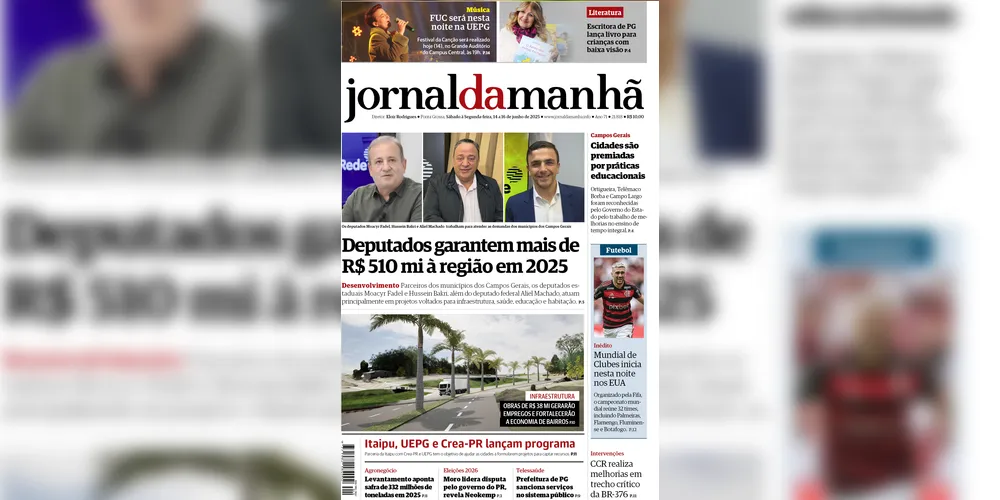 Imagem ilustrativa da imagem Capa da edição deste final de semana (14/15 e 16/06/2025), do JM