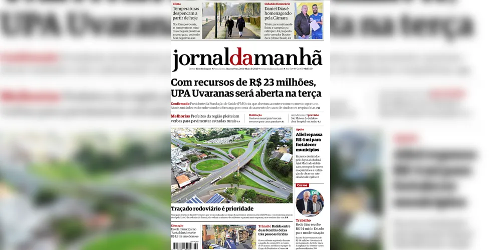 Imagem ilustrativa da imagem Capa da edição desta quarta-feira (28 de maio de 2025) do JM