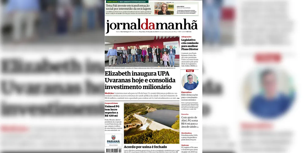 Imagem ilustrativa da imagem Capa da edição desta terça-feira (3/06/2025), do JM
