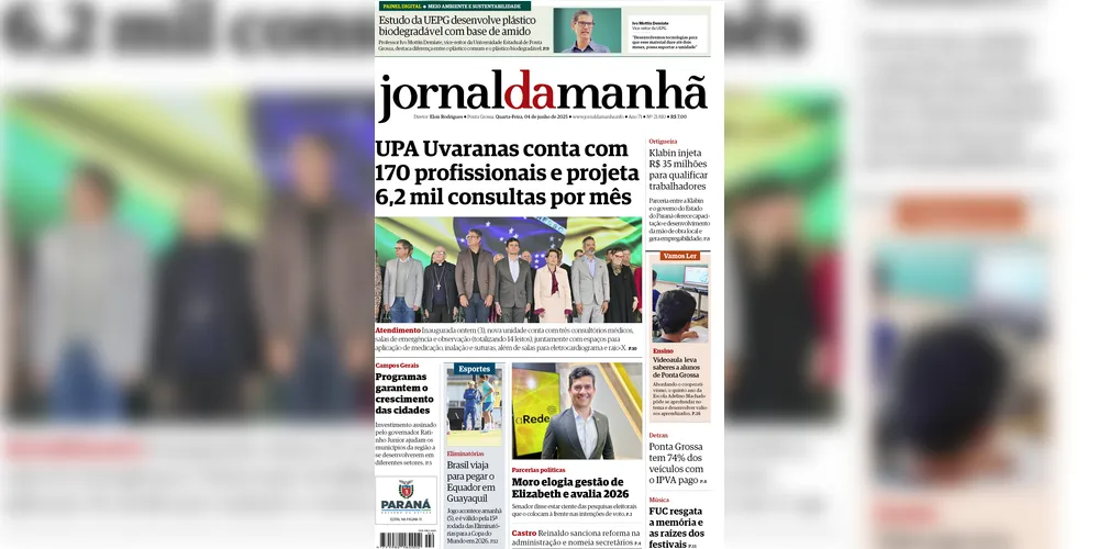 Imagem ilustrativa da imagem Capa da edição desta quarta-feira (04/06/2025), do JM