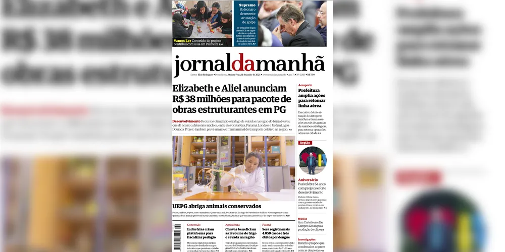 Imagem ilustrativa da imagem Capa da edição desta quarta-feira (11/06/2025), do JM