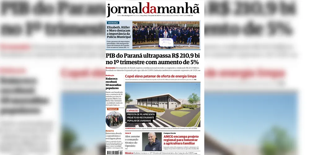 Imagem ilustrativa da imagem Capa da edição desta terça-feira (17/06/2025), do JM