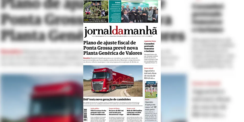 Imagem ilustrativa da imagem Capa da edição desta quarta-feira (09/07/2025), do JM