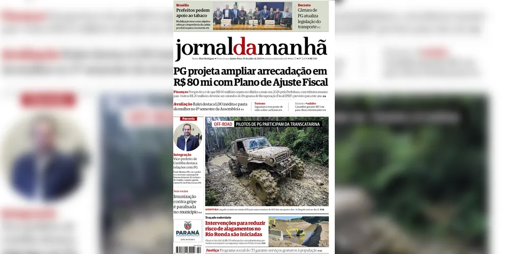 Imagem ilustrativa da imagem Capa da edição desta quinta-feira (10/07/2025), do JM