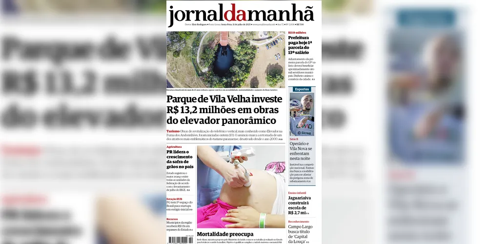 Imagem ilustrativa da imagem Capa da edição desta sexta-feira (11/07/2025), do JM