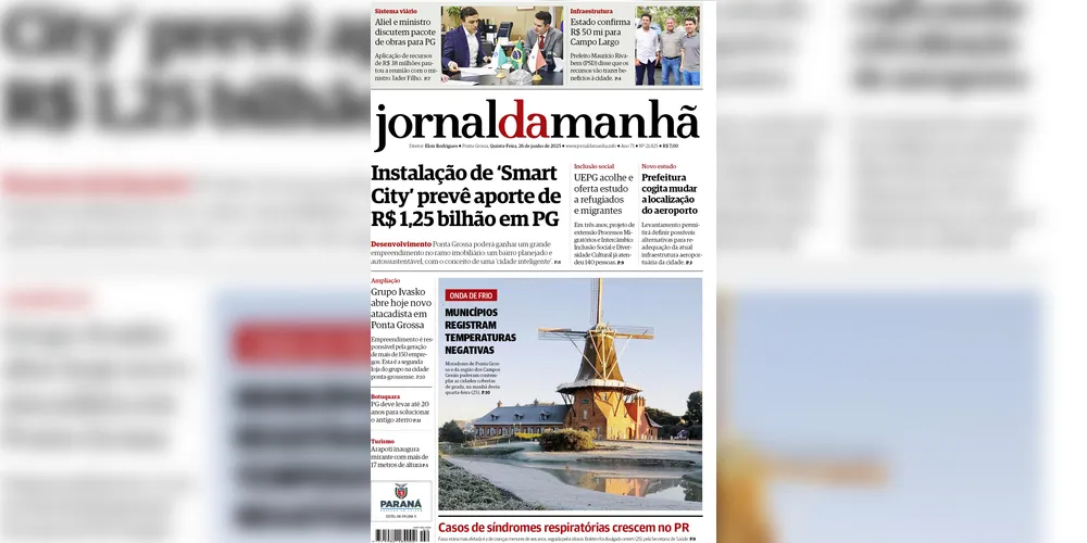Imagem ilustrativa da imagem Capa da edição desta quinta-feira (26/06/2025), do JM