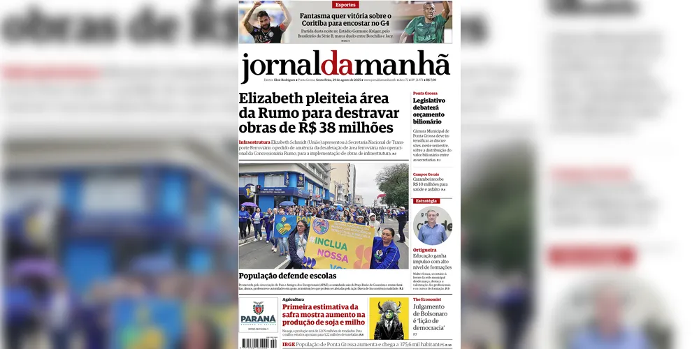 Imagem ilustrativa da imagem Capa da edição desta sexta-feira (29/08/2025), do JM