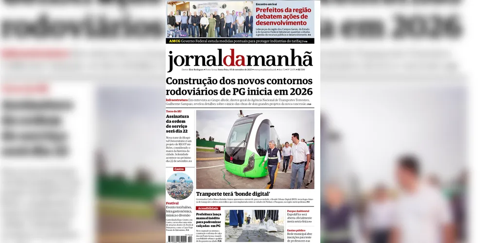 Imagem ilustrativa da imagem Capa da edição desta sexta-feira (05/09/2025), do JM
