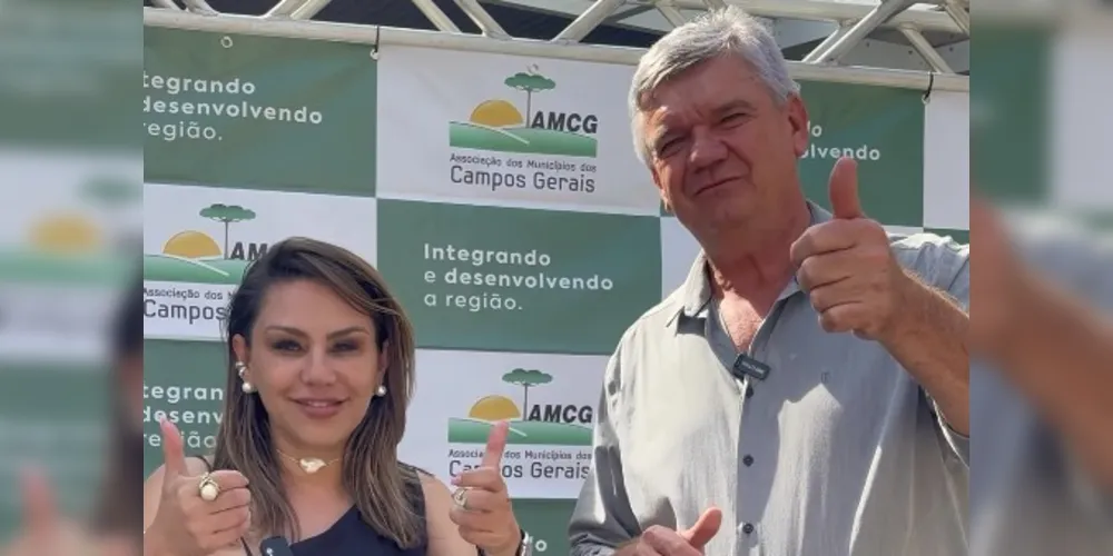 A presidente da AMCG, Dayane Sovinski, ao lado do prefeito de Jaguariaíva, Juca Sloboda